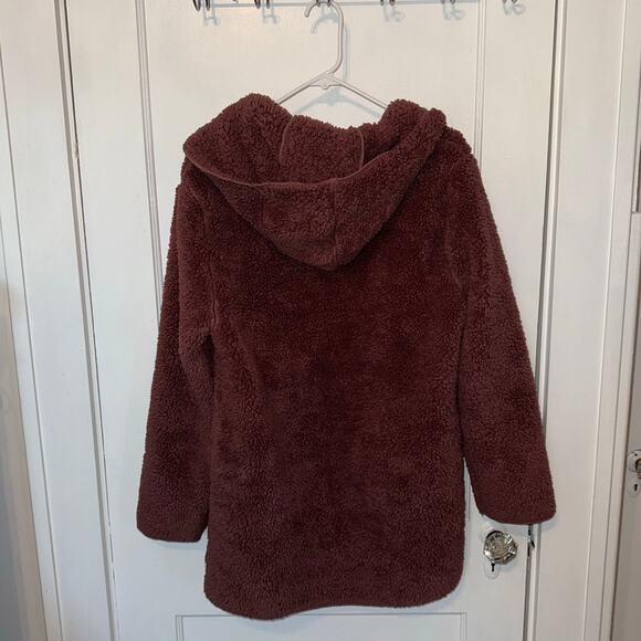 VS PINK Fuzzy Sherpa Hooded Teddy Cardigan Mauve size XS/S - Picture 6 of 7
